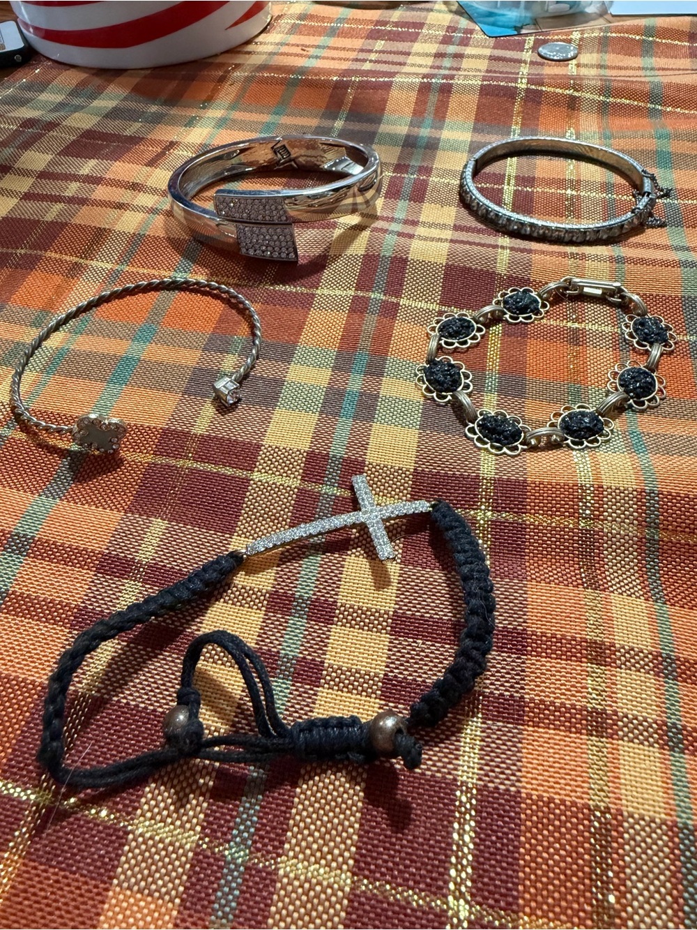 Black Cord Cross Bracelet with Silver Accent - Women's Accessories Bundle